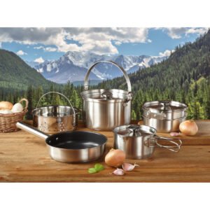 Bateria de cocina camping inox kamp 7 piezas